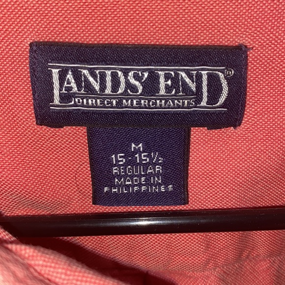 Men’s Medium Lands End Salmon Short Sleeve Button Down Shirt - Picture 4 of 5